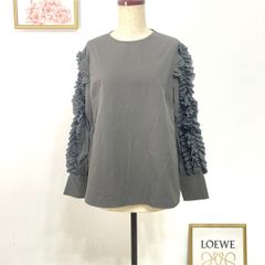 新品 TREFLE＋1 ギャザー袖ブラウス グレー お袖ホイップ 長袖 ブラウス