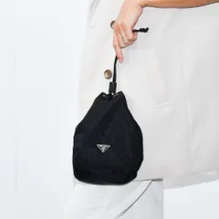 プラダ　巾着　ポーチ　三角ロゴ　ミニ　小物入れ　化粧ポーチ　テスートナイロン　緑 美品】プラダ ミニ ポーチ 化粧 テスートナイロン 三角ロゴ 黒