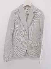 ◇ PLST プラステ ストライプ 長袖 ジャケット サイズ0 ホワイト ライトグレー系 レディース P  【中古】 【1209200007126】