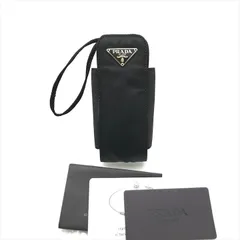美品 PRADA プラダ ナイロン 三角ロゴ 携帯 スマホ IQOS タバコ ケース ストラップ付き 小物入れ ポーチ ブラック k5847