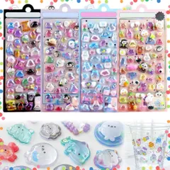 【在庫処分】手帳 スマホ インテリア ギフト 女の子 キラキラな DIY 3Dぷっくりシール スクラップブック用 ドロップ 立体 2枚セット 可愛い デコシール LIKENNY