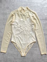 90's "newport news" embroidered sheer bodysuit