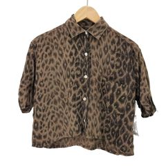 アスペジ ASPESI BASIC レオパード クロップド S/S シャツ レディース import：L 