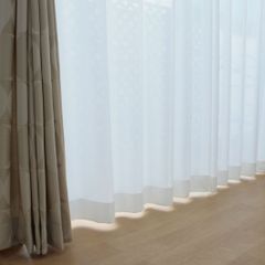 【防炎・遮熱】レースカーテン  無地　巾70cm×丈146cm   2枚組