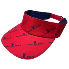 定価7,700円 Psycho Bunny リピーテッドロゴ サンバイザー RED FREE サイコバニー REPEATED LOGO SUN VISOR レッド 赤 ゴルフ GOLF