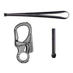 [Ahiller] カラビナ、キーホルダーセット，ダブルロックデザイン，タングステン先端の円錐形，キャンプ、ハイキング、釣り、アウトドアサバイバルなどに適した2つのストラップ付きの小さな合金カナビラ [ガンメタルの色] 1