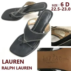 LAUREN RALPH LAUREN/ラルフローレン★レザー/トングサンダル/ヒール【size:6/22.5-23.0/black/黒】pumps/Shoes/trainers◆UQ-656のサムネイル