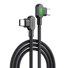【大人気】Mcdodo L字型 タイプC 2mケーブル 両面挿せプラグ 90度曲げ LEDライト付き PD60W 急速充電 USB Type - C To USB Type - C 高速データ転送 高耐久 断線防止 ナイロン編み USB C コード Type-