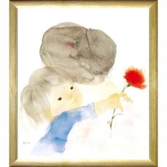 ★ いわさきちひろ『母の日・色紙(ナチュラル)』複製画・人物画　児童画　親子　カーネーション・複製画