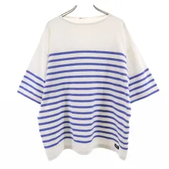 JaVa ジャバ ボーダー 半袖 Tシャツ M ホワイト系 メンズ 古着のサムネイル