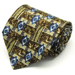 レノマ ブランドネクタイ チェック柄 幾何学模様 小紋柄 シルク イタリア製 メンズ ブラウン renoma 【中古】