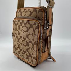 極美品】コーチ トラック パック シグネチャー ボディバッグオレンジ