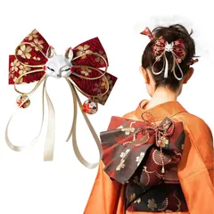 【新着商品】卒業式 入学式 花火大会 結婚式 七五三 漢服 振袖 着物 写真撮影 浴衣 和装 髪留め ヘアアクセサリー (赤 キツネ リボン 蝶結び ヘアクリップ 2#) 狐 成人式 髪飾り