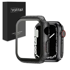 【数量限定】Apple Watchガラスフィルム付き Apple 極薄 軽量 一体型 保護カバー カーボン風 600Dアラミド繊維 9H硬度 適用 45mm 傷つきにくい 41mm ケース 9/8/7 （45mm、ブラック） Watch for