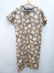 ◇ BEAMS LIGHTS ビームス ライツ 総柄 スキッパー 半袖 膝下 ワンピース サイズ36 レッド ネイビー レディース P  【1403110018146】のサムネイル