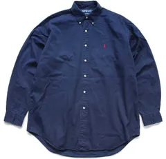 00s ラルフローレン BLAKE ワンポイント ボタンダウン コットンシャツ 紺 L★オールド ロゴ刺繍 オーバーサイズ ビッグサイズ