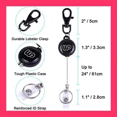 【スタッフおすすめ！】Wisdompro 吊り下げ名札用リール リールキーホルダー 強力 金属ワイヤー 伸びるリールストラップ リールクリップ 社員証/定期入れ/パスケース用 最長58cm 黒 2個入り