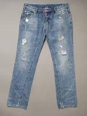 50 DSQUARED2 ディースクエアード2 レッド ストラップ スリム ジーン デニム ズボン 34 35