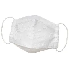 布マスク レースマスク 日本製 白 ウエディング 女性用マスク フランス産リバーレース 高島ちぢみ 花嫁 マスク 大臣マスク 舟形 折り返し 【M635】