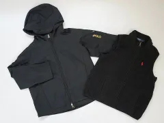 ポロ ラルフローレン polo ralph lauren アウトレット 子供服 男の子 120cm 長袖 薄手 ブルゾン ジャンパー ベスト フリース 黒 2way アウター 秋 冬 ★3 冬服 ボーイズ 男児 キッズ 【中古】 ユーズド リサイクル