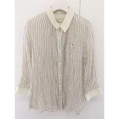 ◇ Zelda ゼルダ ストライプ 長袖 シャツ ブラウス サイズ38 ベージュ ライトブルー系 レディース  【1205030002669】