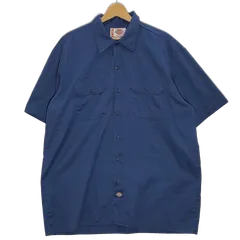 Dickies/ディッキーズ ワークシャツ ヴィンテージ 半袖 シャツ ボタンダウン オーバーサイズ ビッグシルエット NICARAGUA製 メンズ X-LARGE ネイビー