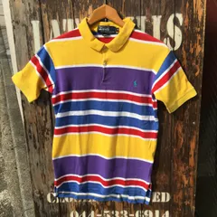 90s USA製【Ralph Lauren】ラルフローレン マルチ ボーダー ポロシャツ 半袖シャツ  US古着 US-S　Made in USA