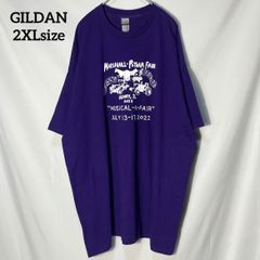 【GILDAN】イリノイ州 イベント会場 マーシャル パットナム・フェアグラウンズ 自動車　馬　プリントロゴ　オーバーサイズ　半袖Tシャツ　パープル　2XL US古着