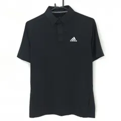 ★特価★【美品】アディダス 半袖ポロシャツ 黒 背面一部メッシュ スナップボタン ボタンダウン  レディース S ゴルフウェア adidas