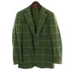 イザイア ISAIA テーラードジャケット ブレザー アウター 総裏地 シングル ウール シルク混 チェック柄 44 緑 グリーン /BBのサムネイル