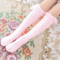 ☆ ピンク ☆ ハイソックスAタイプ ☆ ハイソックス ハイソックス 女の子 リボン フォーマル キッズ ニーハイソックス 靴下 くつ下 メッシュ ロング ソックス キッズ 綿 くしゅくしゅ かわいい 無地 子供 子ども こども ガールズ おしゃれ シンプル