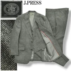 【アメトラの定番】 ジェイプレス J.PRESS 1型 ヘリンボーン シングル 段返り3B 3ピース スーツ セットアップ テーラードジャケット スラックスパンツ ジレベスト 秋冬  メンズ