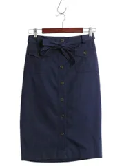 【お得なクーポン配布中!】 90s ローレン ラルフローレン タイト スカート レディース XS 程 古着 オールド ポロ 前開き ひざ丈 無地 きれいめ シンプル カジュアル 紺
