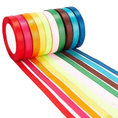 【迅速発送】PH PandaHall 220m 12mm ミックス 10巻きセット 片面 サテン リボン 10色 DIY用 手芸 雑貨 工芸品 飾り グログラン 約22m/巻き カラフル 手芸用品 アクセサリーパーツ 手作り