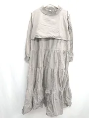 ◇ ⊇ JUNOAH ジュノア 長袖 ロング ワンピース サイズXL チャコールグレー レディース E  【1501230033763】