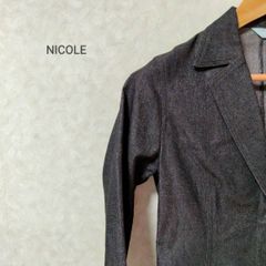 NICOLE ニコル テーラード ジャケット アウター ラメ感 ミドル丈 ポケット 無地 フロントボタン 上品 キレイめ ブラック系 サイズ40 SJ60