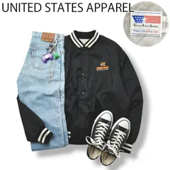 90s ヴィンテージ USA製 UNITED STATES APPAREL 企業物 HEATWAY スタジャン スタジアム ジャケット 裏地 中綿 キルティング L ブラック アメカジ メンズ