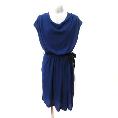 ボールジー BALLSEY トゥモローランド ワンピース ひざ丈 フレンチスリーブ 切替 カットソー 38 紺 ネイビー /YI