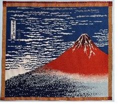 ジャガード織マット　No.9　赤富士　３０ｃｍｘ２７ｃｍ