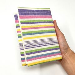 着物リメイク 布ブックカバー つむぐ工房 遠州綿紬 HappyGirl/新緑 文庫本サイズ リバーシブル ハンドメイド B157