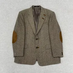 DAKS ダックス ツイード テーラード ジャケット ヘリンボーン L DAKS (ダックス) 90s スウェード ガンパッチ エルボーパッチ
