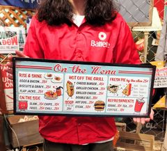ビッグサイズ　USエンボスサイン◆メニューボード◆アメリカンダイナー　ブリキ看板