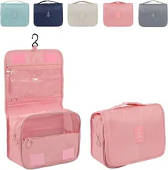 fogman トラベルポーチ トイレタリーバッグ 大容量 フック付き 洗面用具入れ 化粧ポーチ(ピンク)