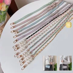 ストラップホルダー スマホショルダー ショルダーストラップ パール スマホホルダー 携帯ストラップ スマホケース ショルダー  チェーン 肩掛け 斜めがけ 編み込み バッグ用 スマホポーチ用 プレゼント付き