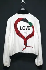 18SS Saint Laurent WSL1195 LOVE 1974 VARSITY JACKET サンローラン ボンバージャケット ブルゾン ホワイト F38サイズ【中古】のサムネイル