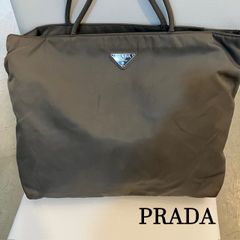 プラダ　PRADA　テスート　三角ロゴプレート　トートバック　カーキグレー　オリーブグレー　多収納　肩掛け