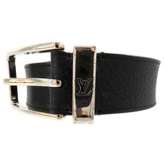 【中古】LOUIS VUITTON ルイヴィトン M6065 トリヨンカーフ サンチュール ポンヌフ 35MM ベルト メンズ 革小物 レザー 牛革 ブラック シンプル ビジネス スーツ シルバー ループ金具 A2502849【無料ギフトラッピング承ります】