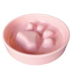 新品 【陶器製】早食い防止 食器 犬 小型犬 猫 陶器 お皿 早食い 吐き戻し ダイエット 肥満 皿 餌皿 フードボウル 陶器 スローフィーダー えさ皿 お手入れ簡単 プレゼント (ピンク)