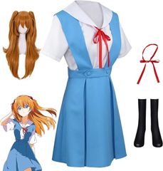 新世紀エヴァンゲリオン コスプレアスカ 明日香 コスプレ綾波レイコスプレ衣装 ウィッグ付き EVA 惣流・アスカ・ラングレー 明日香 コスプレ ワンピース 制服 ハロウィン クリスマス 変装 仮装 アニメ 祭り コスチューム