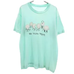 90s オールド 羊 プリント 半袖 Tシャツ ミントブルー シングルステッチ レディース 古着